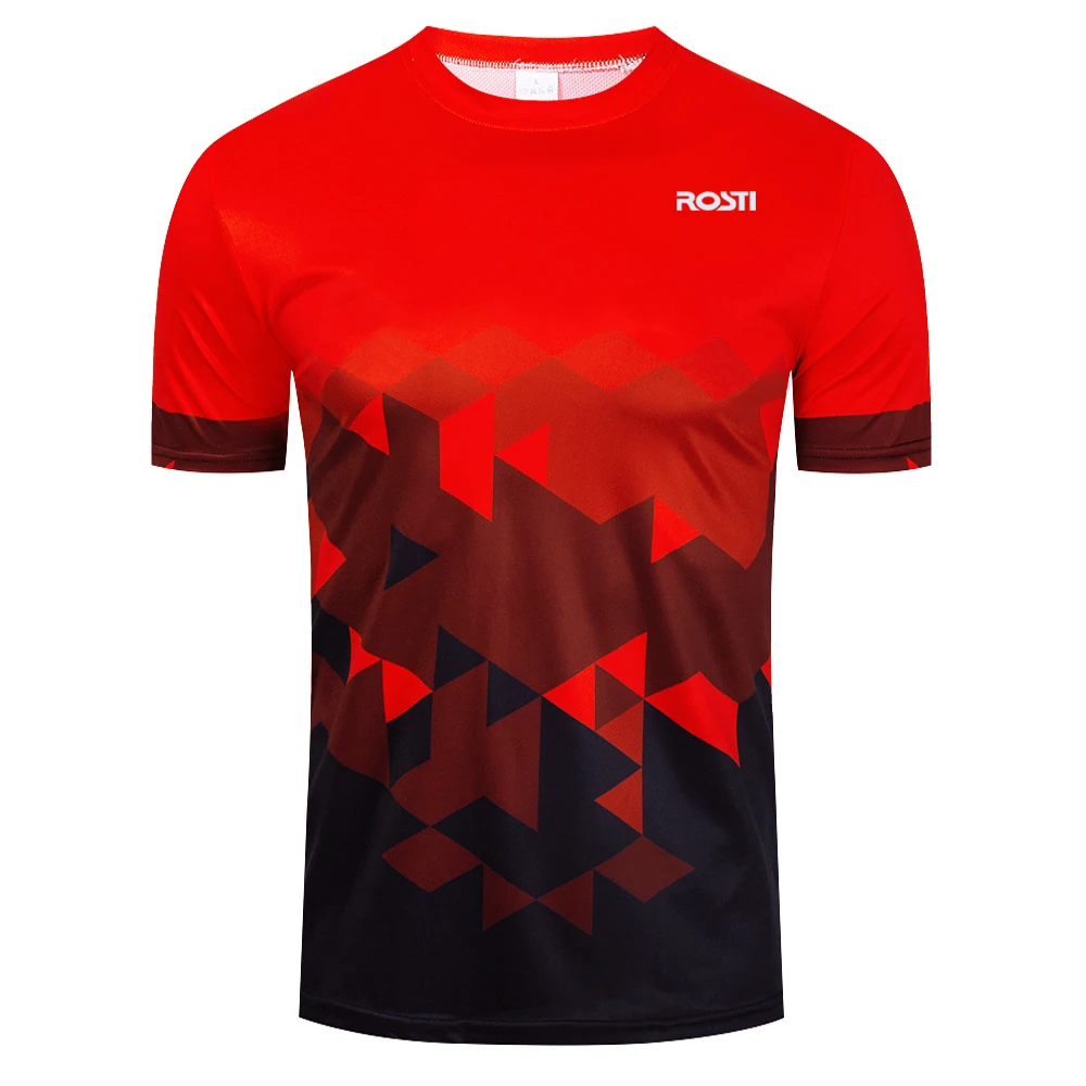 Red 2025 Men's fashion Quick Dry Running Tshirt ROSTI Breathable Bike Maillot Outdoor Sports Football T-shirt Clothing