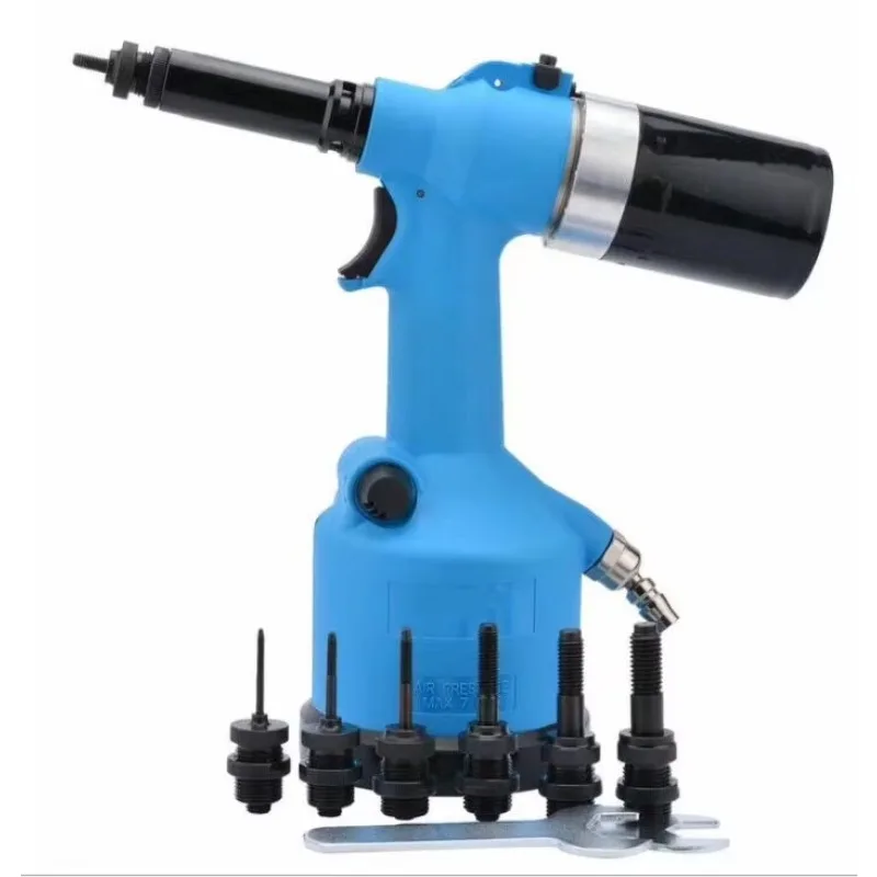 Professional Pneumatic Blind Rivet Gun Hydraulic Air Pop Rivet with Variable NosePieces Heavy Duty Air Rivet Gun 1/8- 5/8 Inch