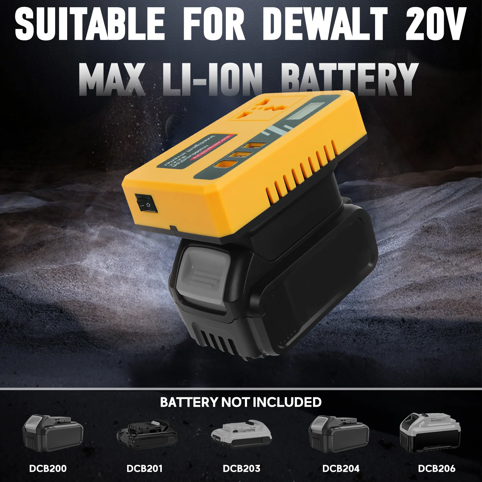 120W Battery Inverter Portable Power Station Generator with 2 USB Ports & 1 Type-C & 1 AC Outlet for Dewalt 20V Battery