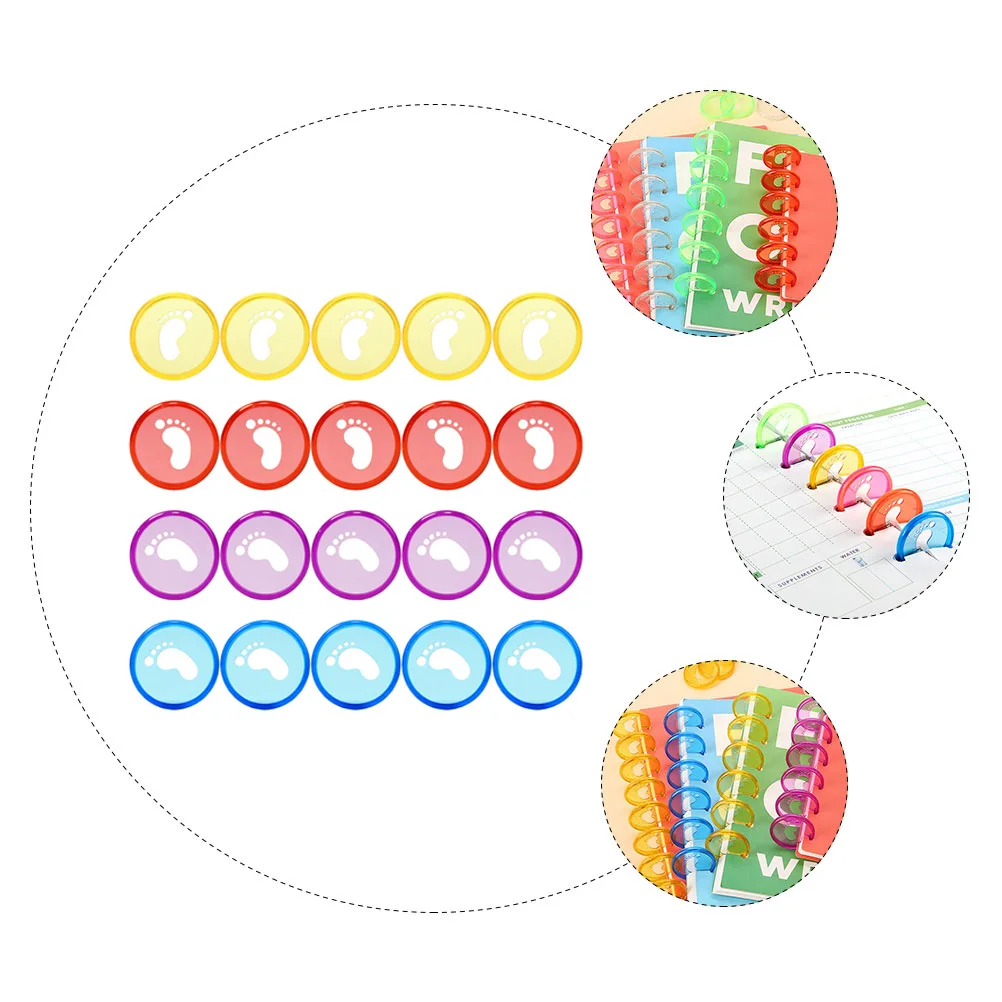 20 قطعة أقراص أوراق فضفاضة ملونة عالية الجودة دفتر ملزمة خواتم للفنانين الطلاب مكتب متعدد الوظائف البلاستيك #4
