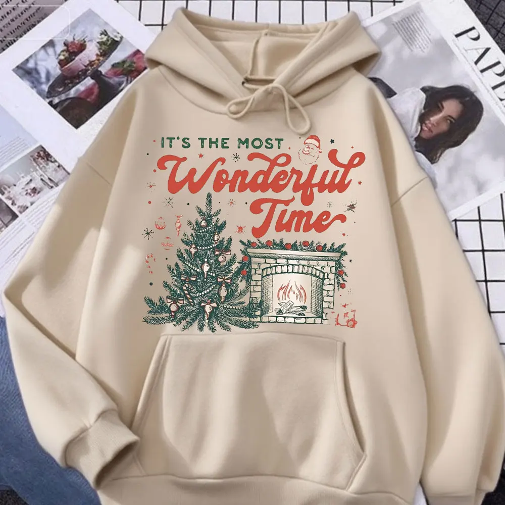 

Christmas Sweatshirt Long Sleeve Sweater with Gingerbread House Candy Cane & Snowman Print "It's The Most Wonderful Time" Slogan