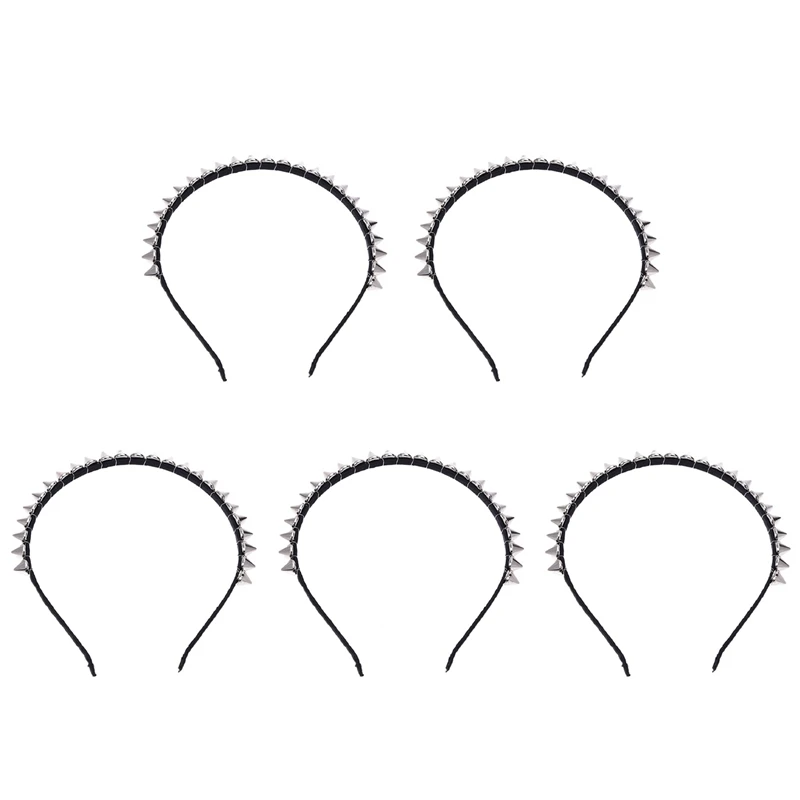 5X Silver Metal Stud Rivet Spike Headband Hair Head Band Aliceband Punk Girl