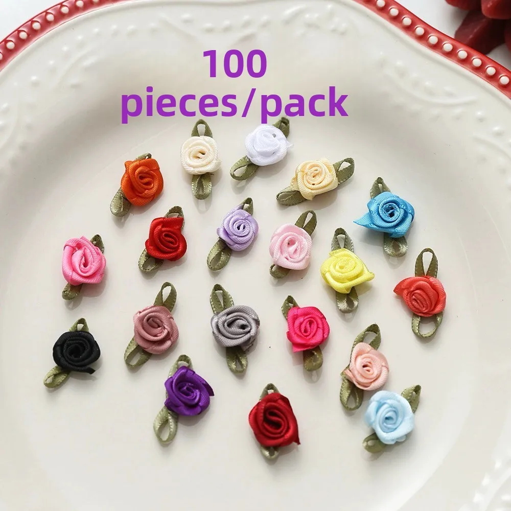 

Rose Flower Hair Accory with Knot Decorative Small Flowers Polyester Ribbon Le Rose Flower Fabric Accories