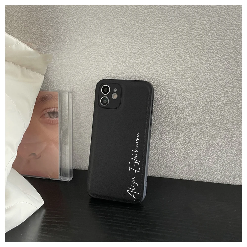 Индивидуальный чехол из искусственной кожи с именем под заказ для iPhone 15 14 13 12 11 Pro Max X XS 7 8 Plus, Роскошный чехол для iPhone 15 Pro Max