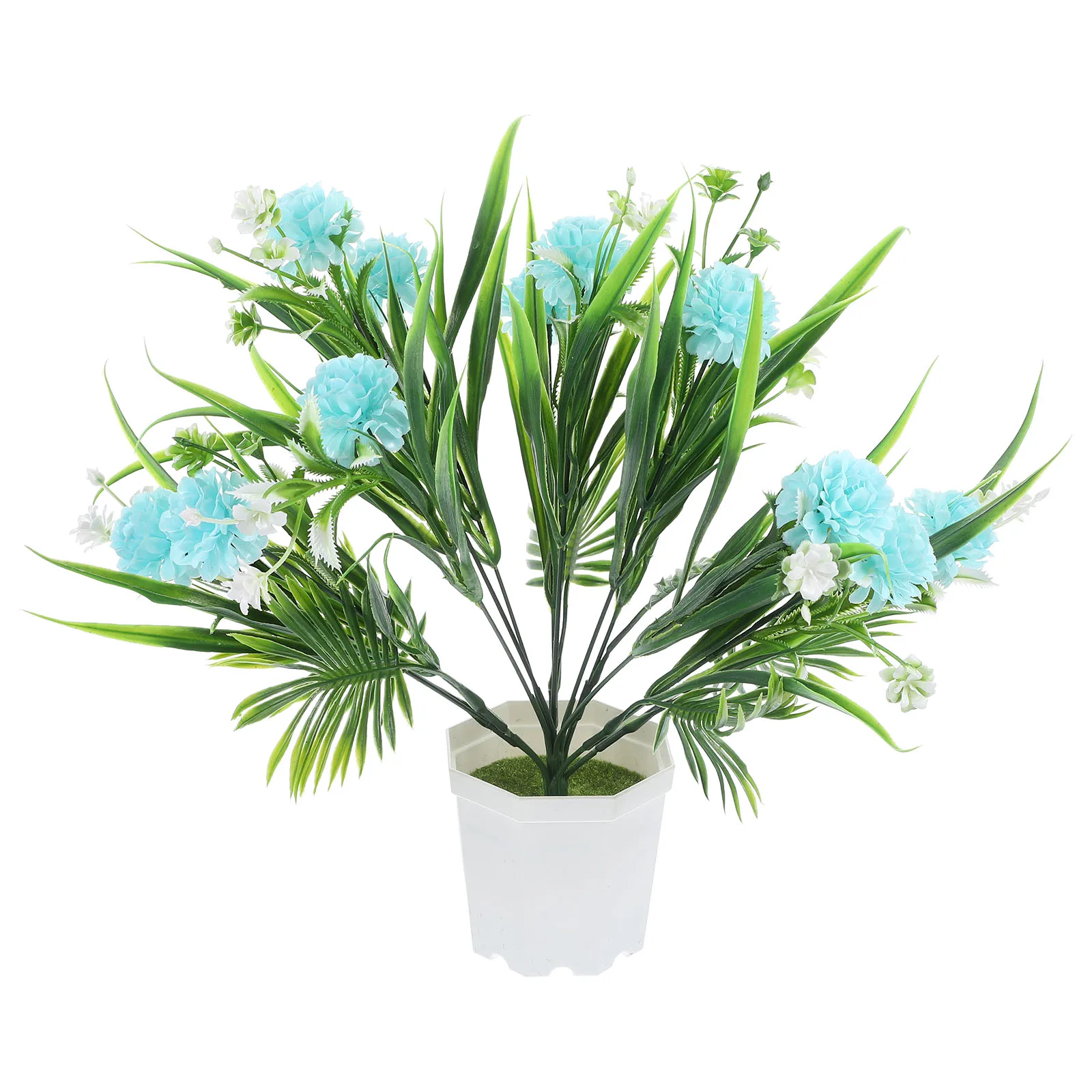 

Artificial Flower Ornament Blue Potted Lifelike Details Stable Base Easy Care Wedding Home Decor Fake Plant Adornments