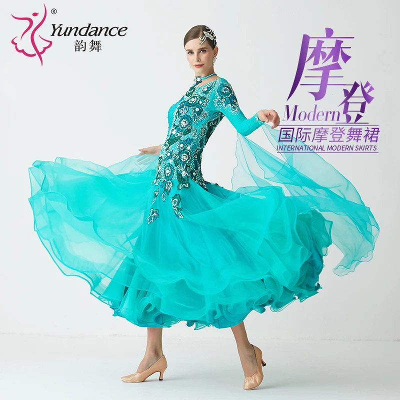 

B-21209 Custom International Standard Ballroom Dance Dress for Women Satin Chiffon Stage Performance Wear