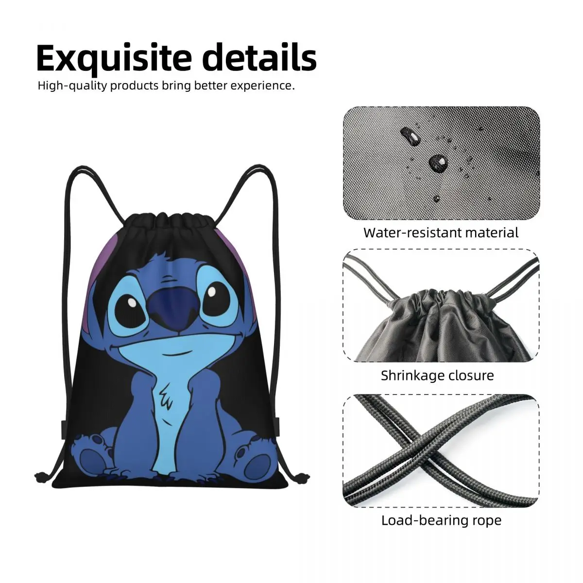 Custom Kawaii Stitch Drawstring Backpack Bags Women Men Lightweight Cartoon Gym Sports Sackpack Sacks for Training