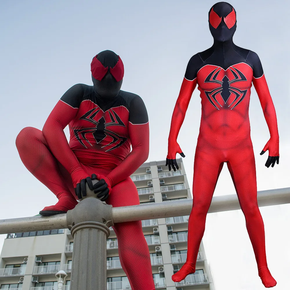 

Scarlet Kaine Spiderman Costume Cosplay Superhero Zentai Spandex Bodysuits Spidey Boy Outfit Jumpsuit Halloween Costume Adut Kid