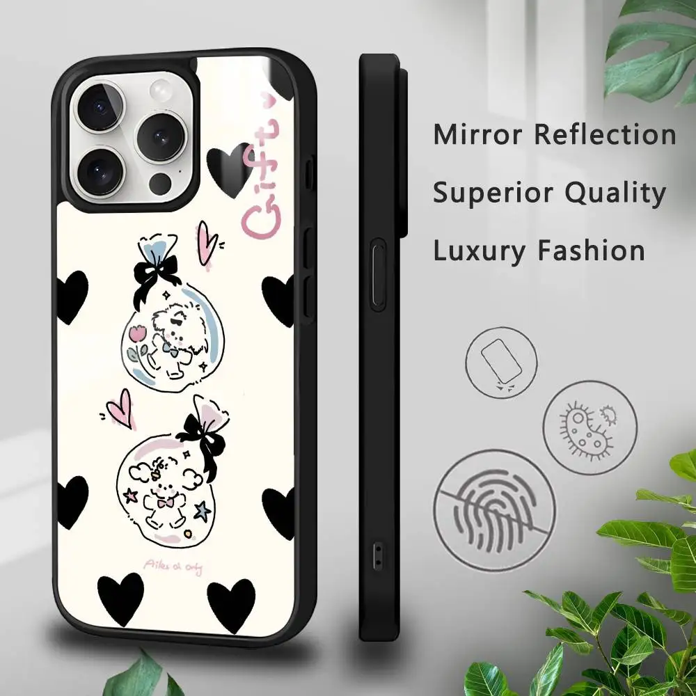 حافظة هاتف على شكل جرو كرتوني لطيف لهاتف آيفون 16 15 14 13 12 11 Pro Xs Max Mini Plus Celulares Hard Funda