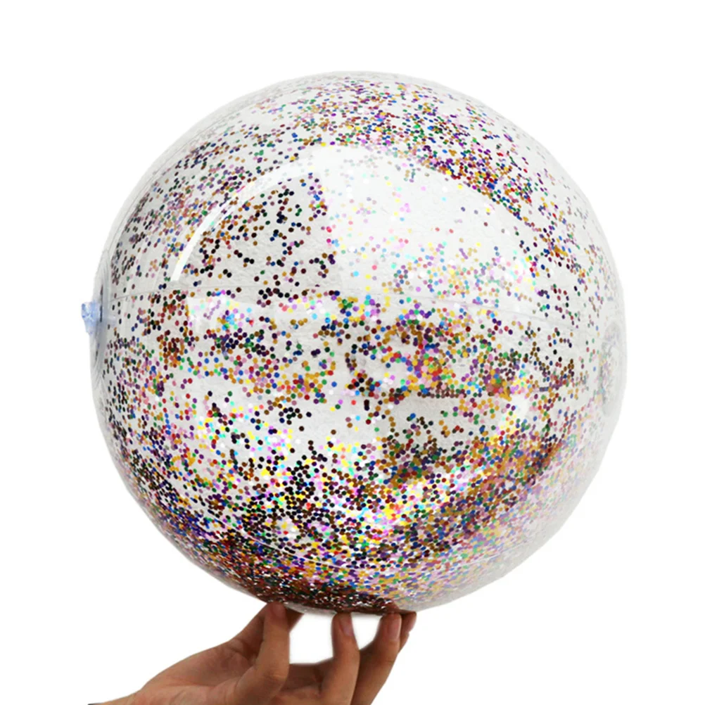 6pcs Glitter Beach Ball Transparent Sequin Inflatable Ball Pretty Funny Play Pool Ball Photo Props sequin inflatable balls