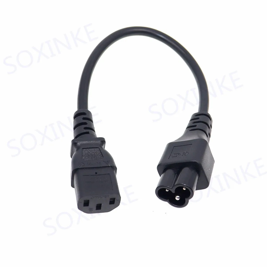 IEC 3Pin rozszerzenie męskie i żeńskie kabel, IEC320 C13 żeńskie do C6 męski przedłużacz, H05VV-F 3x0.75mm krótki kabel 0.3m / 1FT