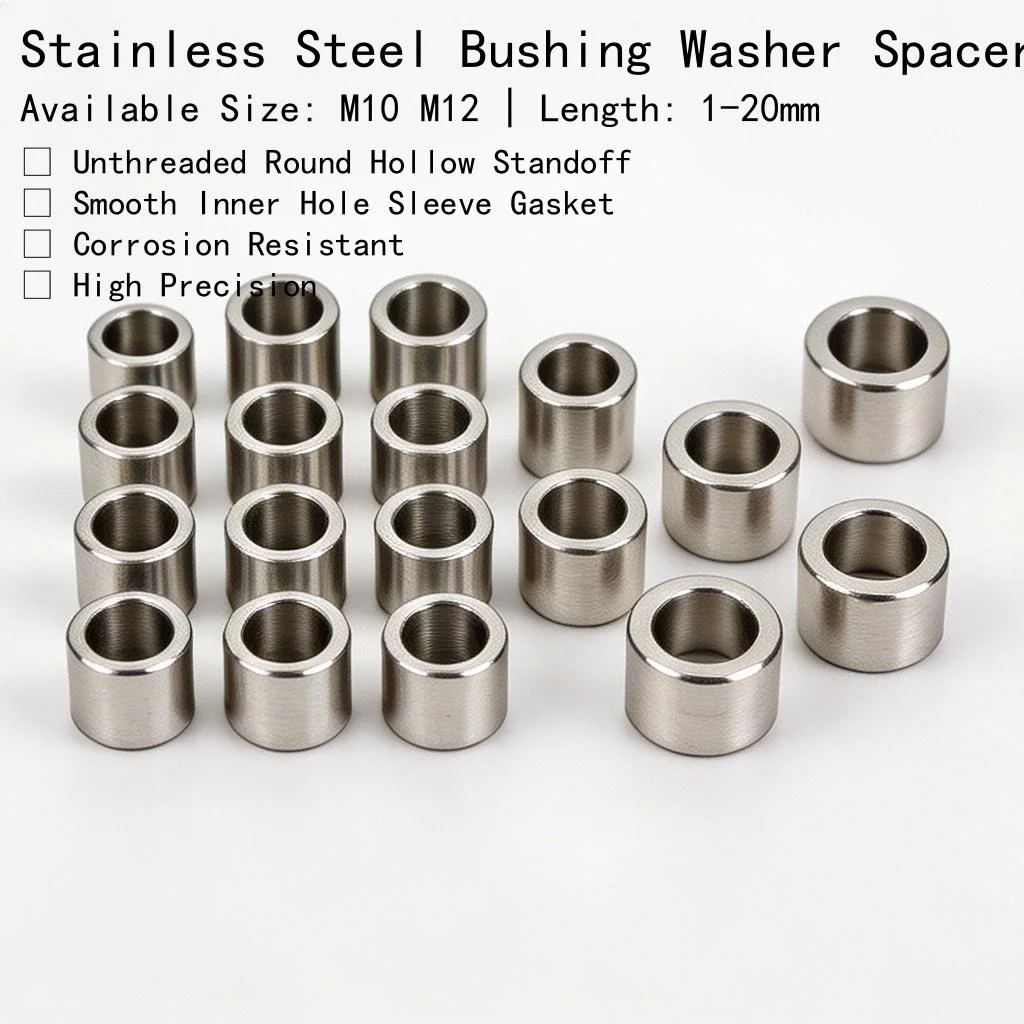 M10 M12 Bushing Washer Unthreaded Round Hollow Standoff Spacer Gasket Sleeve Stainless Steel Length 1 2 3 4 5 6 8 10 12 16 20mm