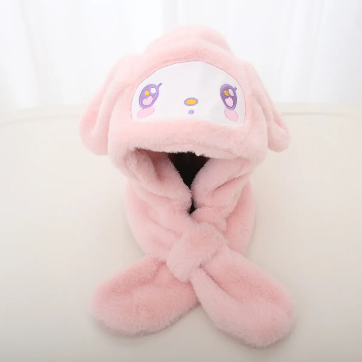 Kawaii Sanrio Cinnamoroll Plush Scarf Hat Ears Move Cap Cute Sweet Student Winter Warm Hat Girls Birthday Gift Toy