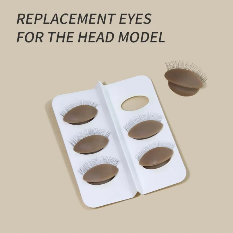 3 Pairs  Replacement  Silicone  Removable  Eyelids  False  Eye  Model  For  Eyelash  Extension  Practice Training Mannequin Head