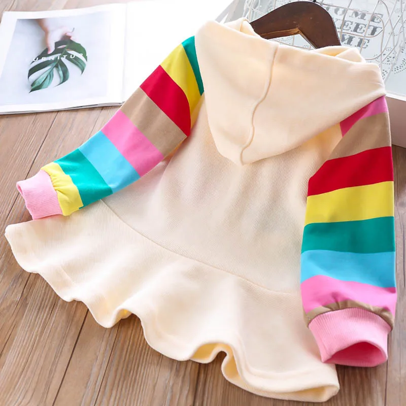 Melario Mädchen Kleid Herbst Langarm Regenbogen Gestreiften Prinzessin Kleider für Mädchen Kinder Kleid Lässige Kinder Kleidung – Detail 3