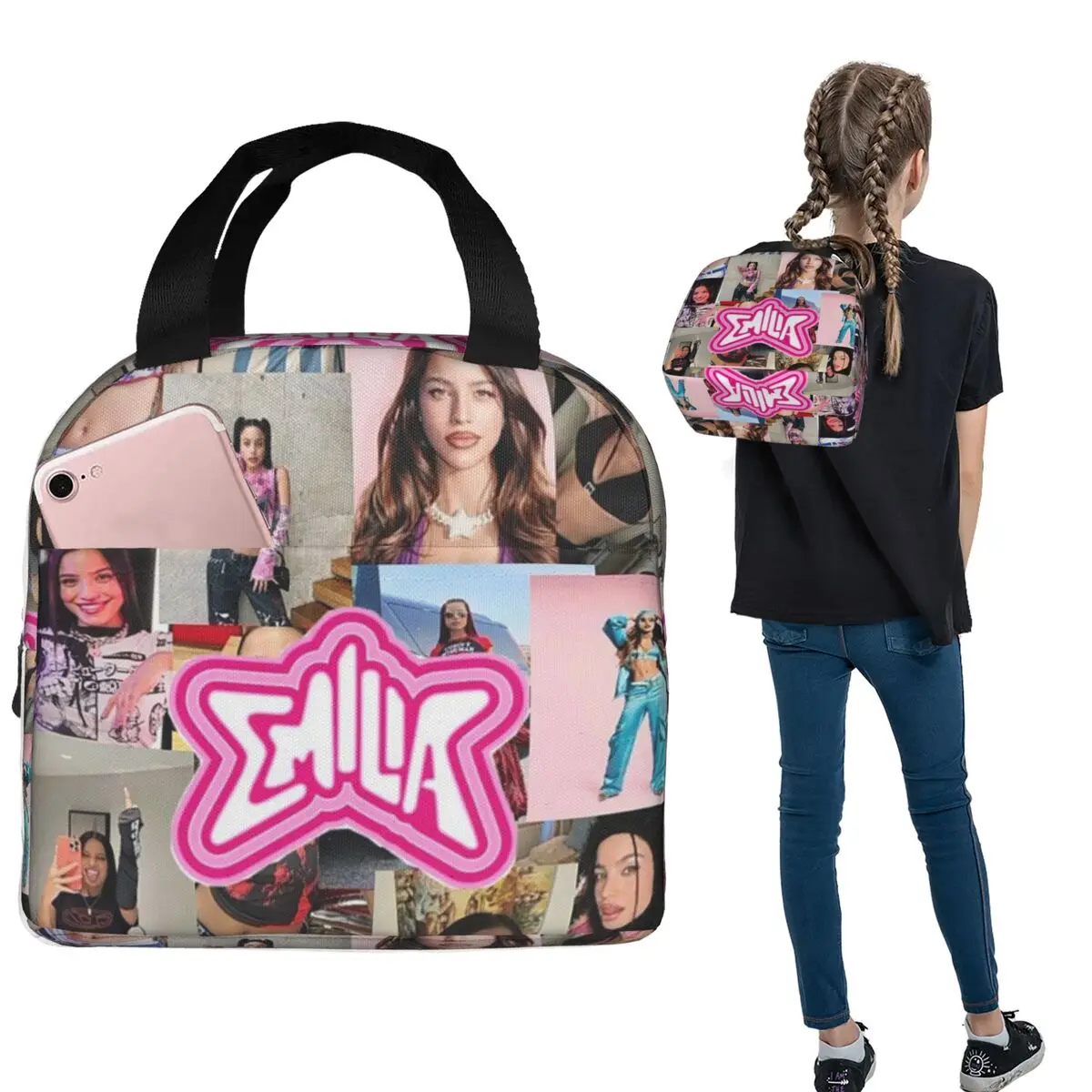 

Emilia Mernes Insulated Lunch Bag for Women Children Portable Food Boxes Thermal Lunch Box Tote