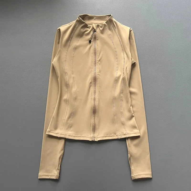 سترة يوجا مقاومة للرياح للنساء - سترة سميكة بياقة واقفة وأكمام طويلة للجري في صالة الألعاب الرياضية/ركوب الدراجات الخريفية مع سريع الجفاف