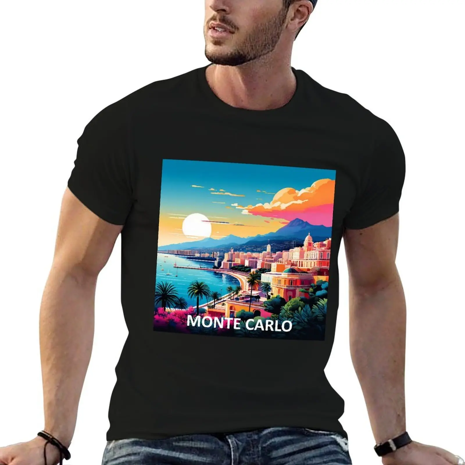 Monte Carlo. T-Shirt Plus Size Simple Casual Top