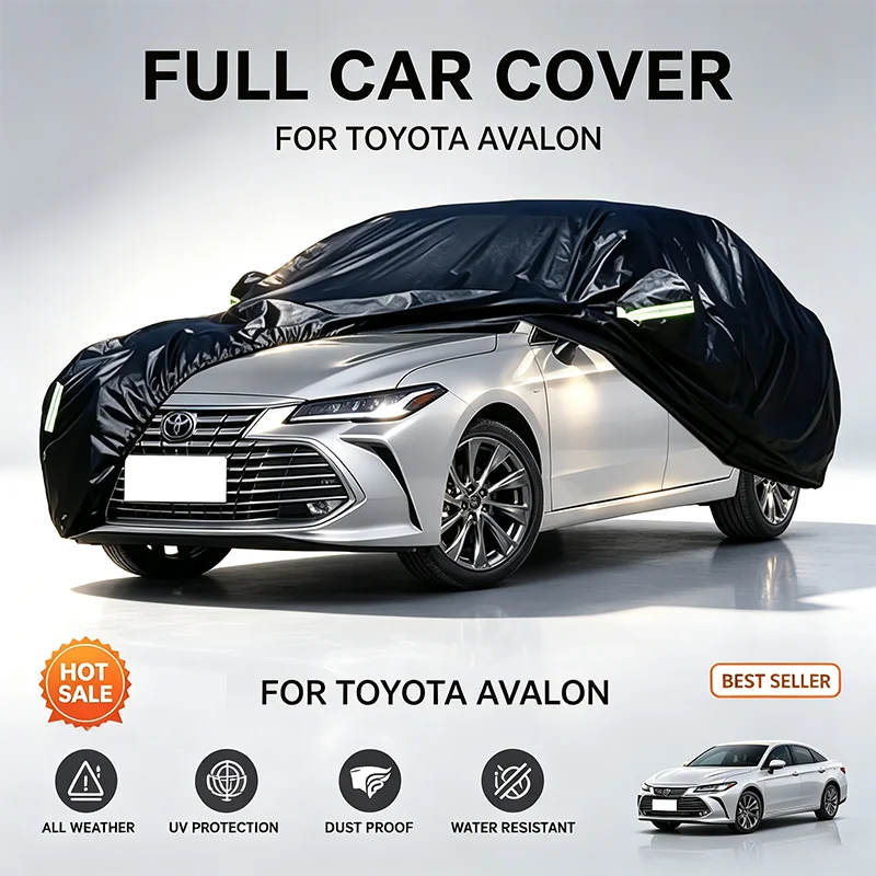 For Toyota Avalon Full Car Cover All Weather Snow Sun UV Dustproof Reflective Strips Wind Straps Outdoor
