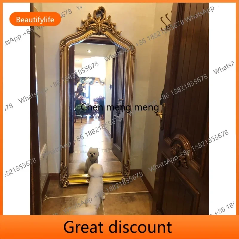 6239 European new retro floor-to-ceiling large mirror full-body wall-mounted fitting mirror home