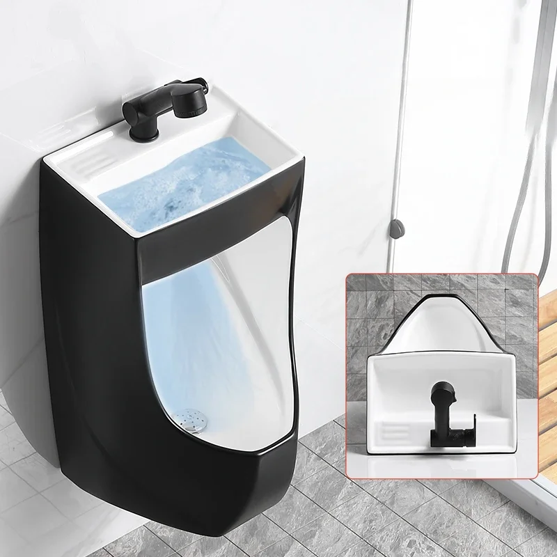 Household men's urinal ceramic colored bathroom wall mounted deodorant black