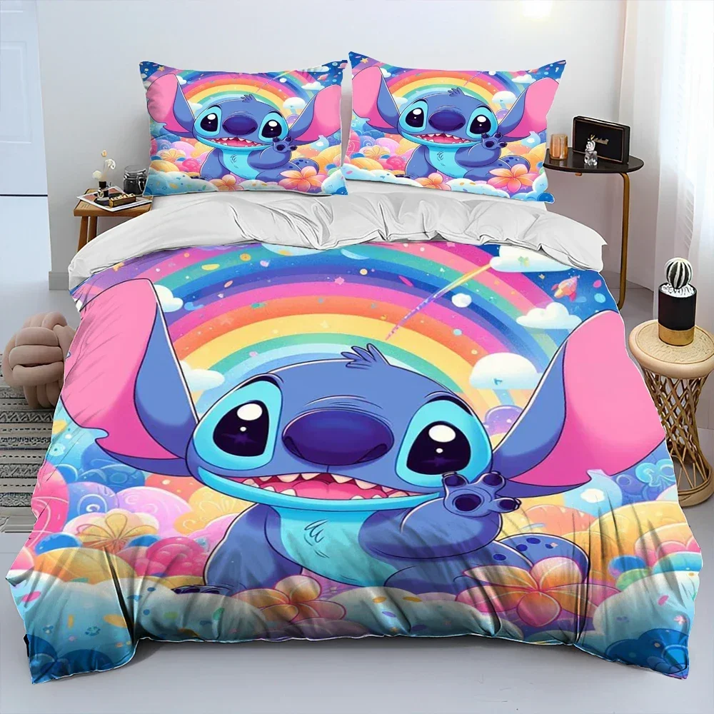 Stitch Duvet Cover 3 Piece Set Disney 3D Printed All Seasons Universal Duvet Cover Pillowcase Adult Children 100% Polyester Set