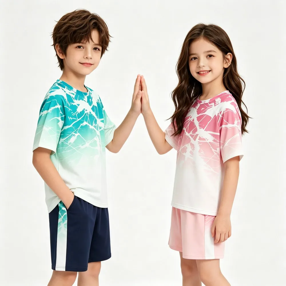

Girl Sports Outfits Pink Short Toddlers 5 6 7 8 9 10 11 12 13 14 15 16 Years Boy Sport Suit Blue Loose Kids Sportswear Tracksuit