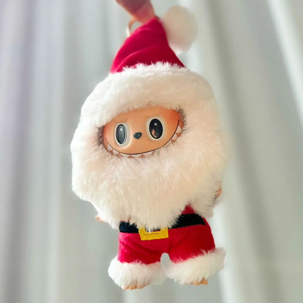 [بدون دمية] ملابس دمية قطيفة لطيفة ملابس عيد الميلاد لـ 17 سنتيمتر Labubu هدية عيد الميلاد إكسسوارات ملابس لطيفة