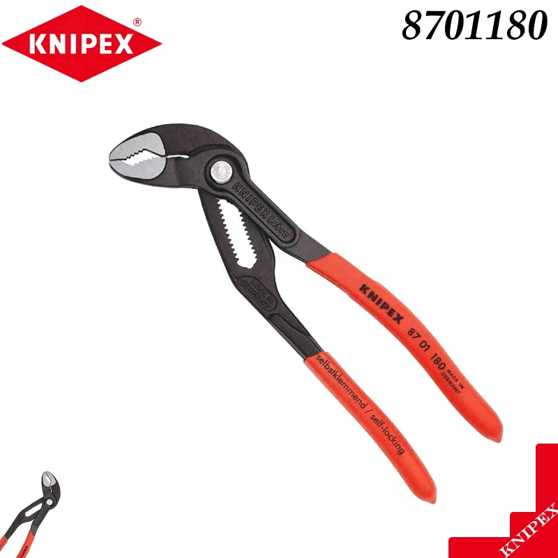 pince-a-pompe-a-eau-knipex-8701180-cobra-poignees-rouge-noir-machoires-reglables-pour-les-travaux-de-plomberie-et-de-fixation