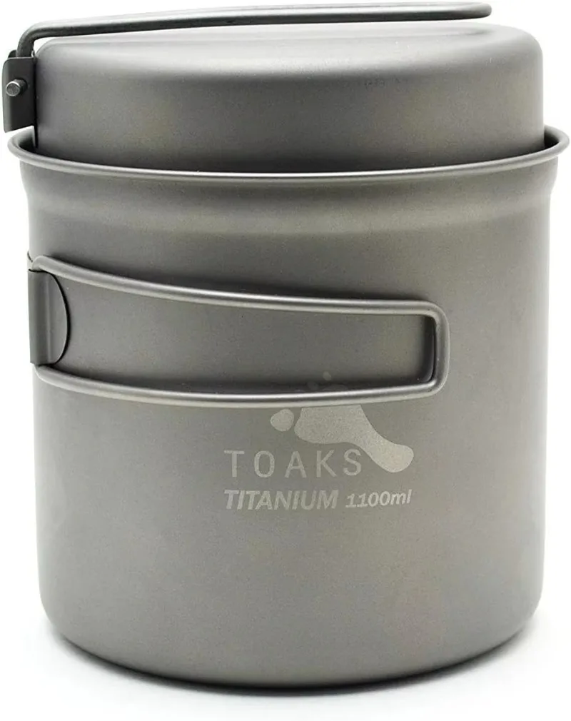 

TOAKS Titanium 1100ml Pot and Pan, Titanium Pot Outdoor Camping Pan Hiking Cookware Backpacking Cooking Picnic Bowl Pot Pan Set