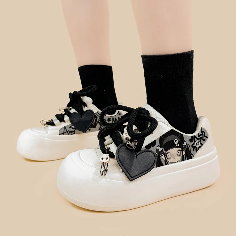 Amy e Michael Lolita Shoes Design originale Cute Girls studenti Chunky Shoes donna donna Graffiti Casual Canvas Sneakers