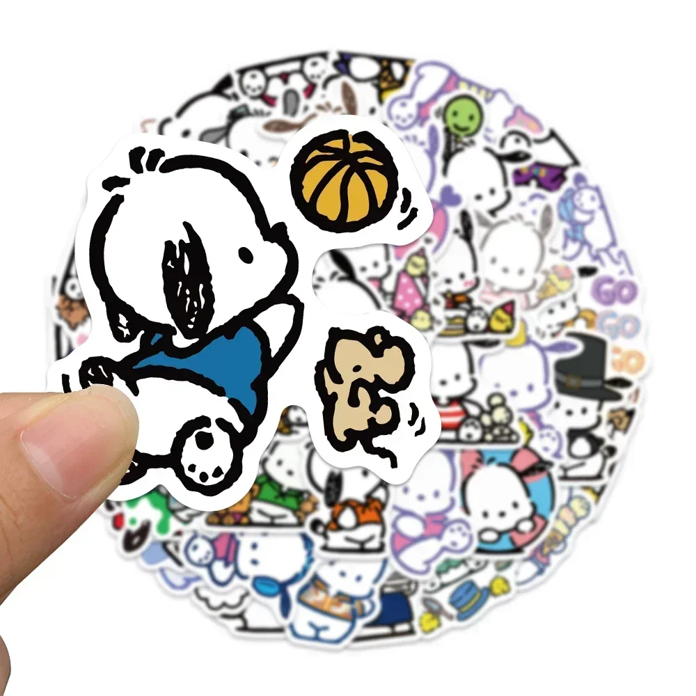 Sanrio Pochacco Cartoon Stickers Aesthetic DIY Scrapbooking Laptop Luggage Waterproof Cute Kuromi Stickers for Kids Girls