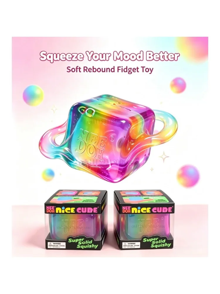 NEEDOH Regenbogen-Würfel, Quetsch-Fidget-Spielzeug, Würfel zur Stresslinderung und als Fingerübungs-Spielzeug, Blindbox, sensorisches Stressabbau-Spielzeug, Fidget-Toy