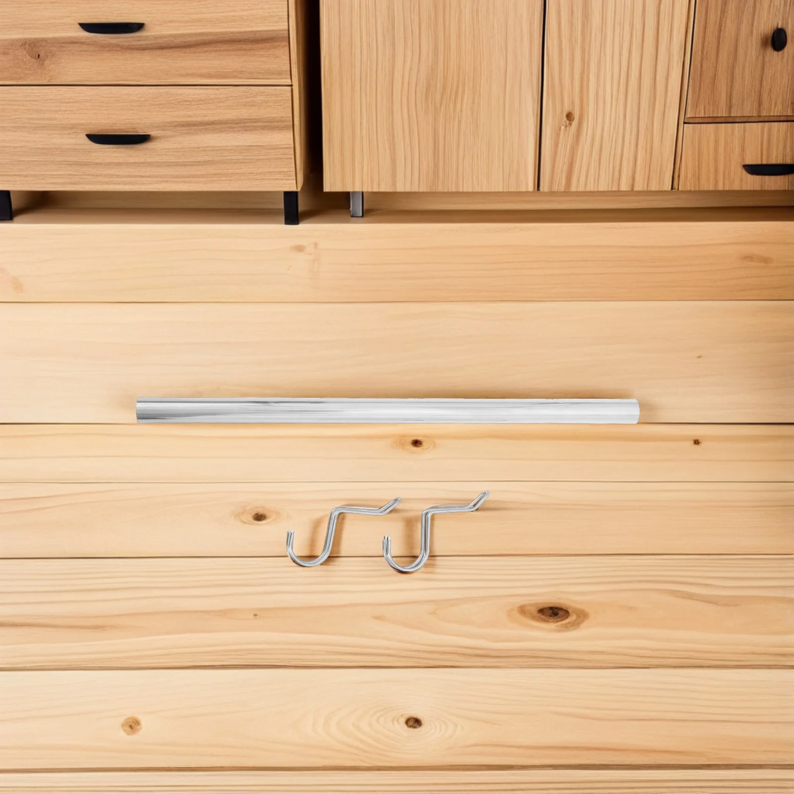 

2Pcs Stainless Steel Wardrobe Rail Heavy Duty Adjustable Hooks Closet Clothes Drying Rod Laundry Hanging Rack for Bathroom