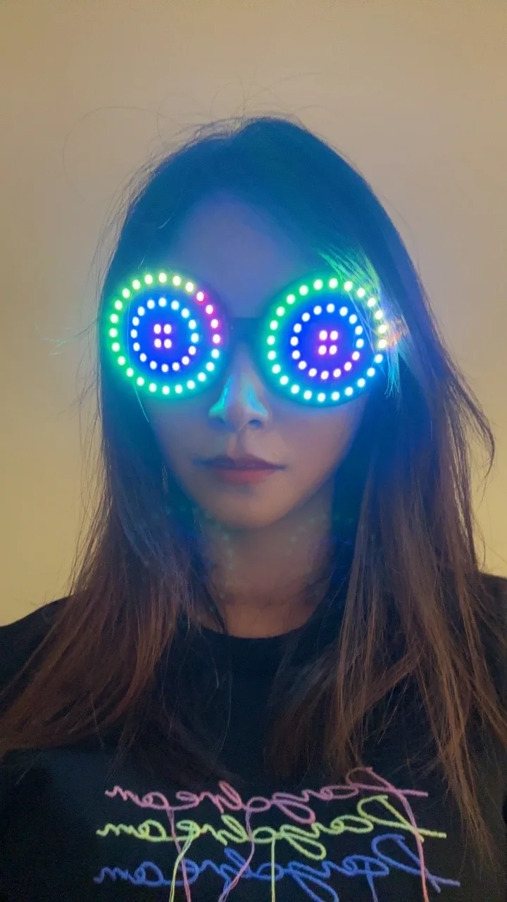 2024 New recharge Led glasses Light up Punk Goggles Rainbow Full Color Spectrum Rave Eye Costume night club Party