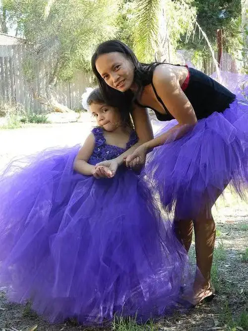 Princess Girls Dress purple Flower Girl Tutu Dress Canary Beautiful Handmade purple Kids Girls Tutu Party Dress