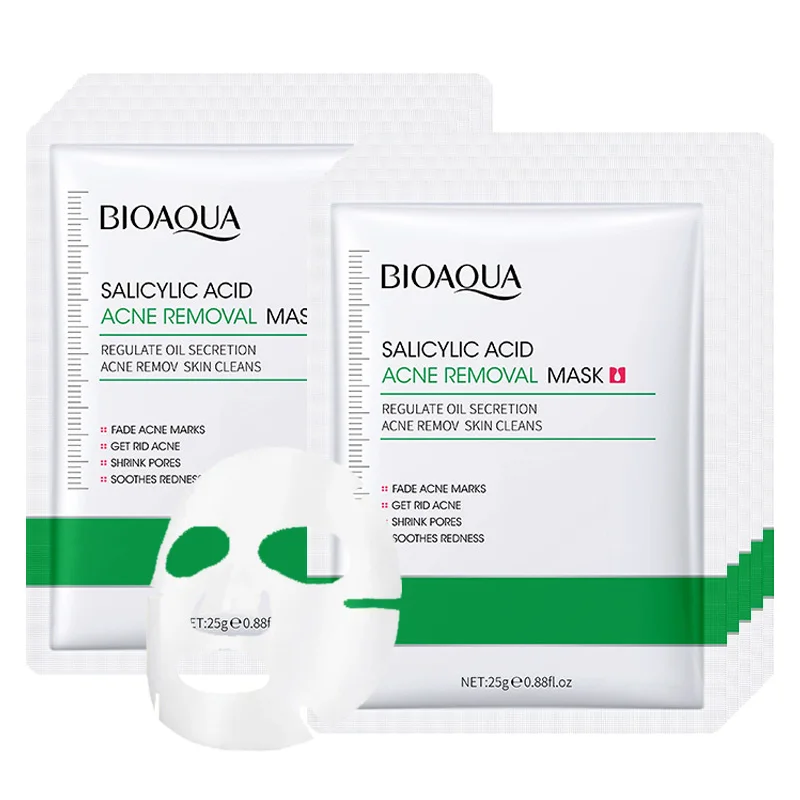 10pcs BIOAQUA Salicylic Acid Acne Removing facial mask Acne Treatment Moisturizing Brightening skincare Face Mask Skin Care