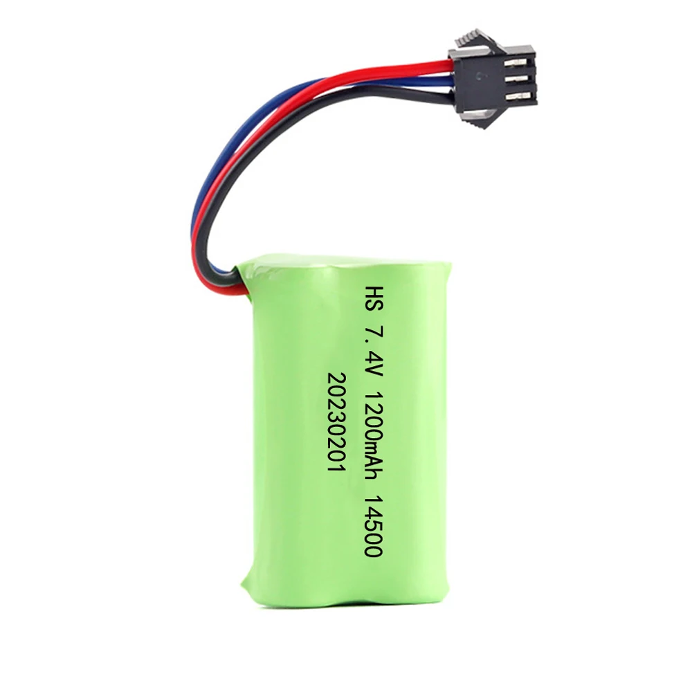 Batería de iones de litio de 7,4 V y 1200mAh, baterías 14500 para helicóptero con control remoto, cuadricóptero, coche teledirigido, camión, piezas de juguetes con enchufe de SM-4P