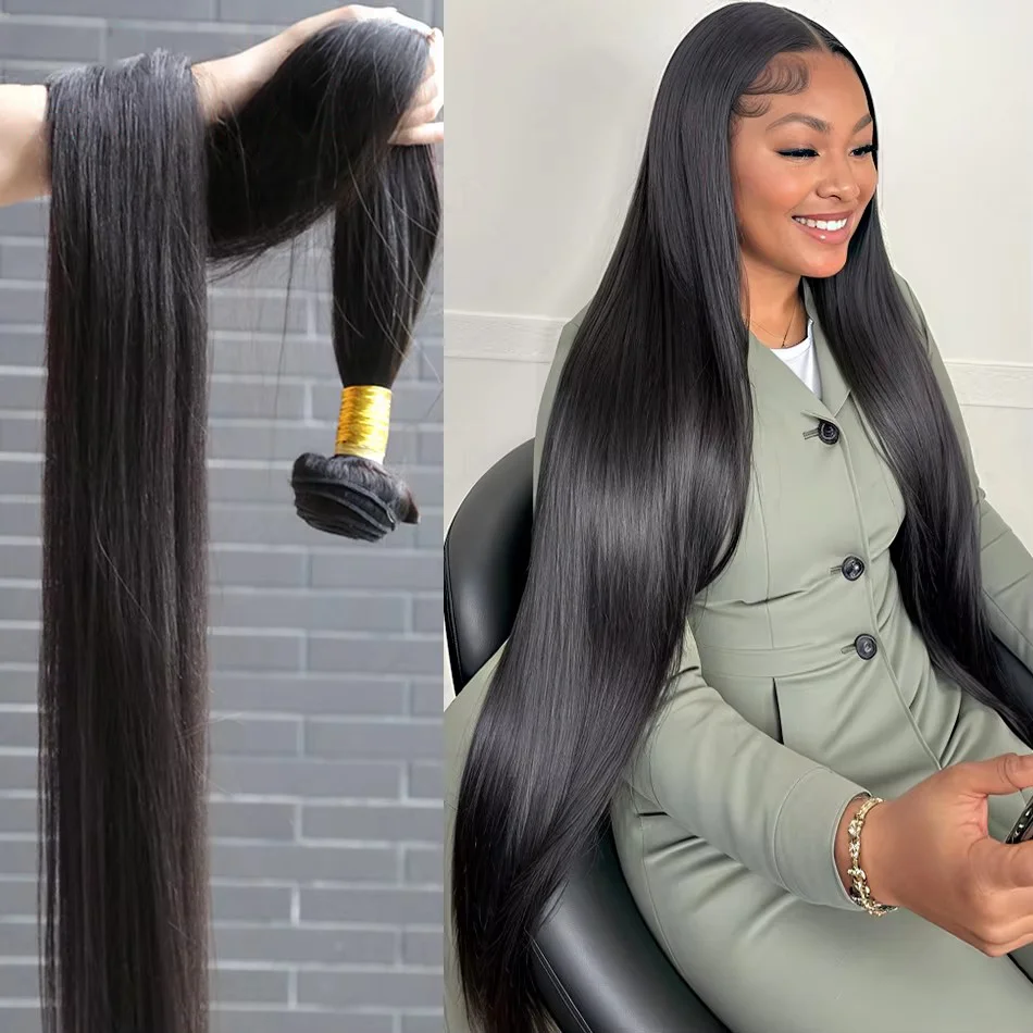 Straight Human Hair Bundles Brazilian Weave Human Hair Bundles 40 50 Inch Bundles Human Hair Remy Hair Extensions tissage