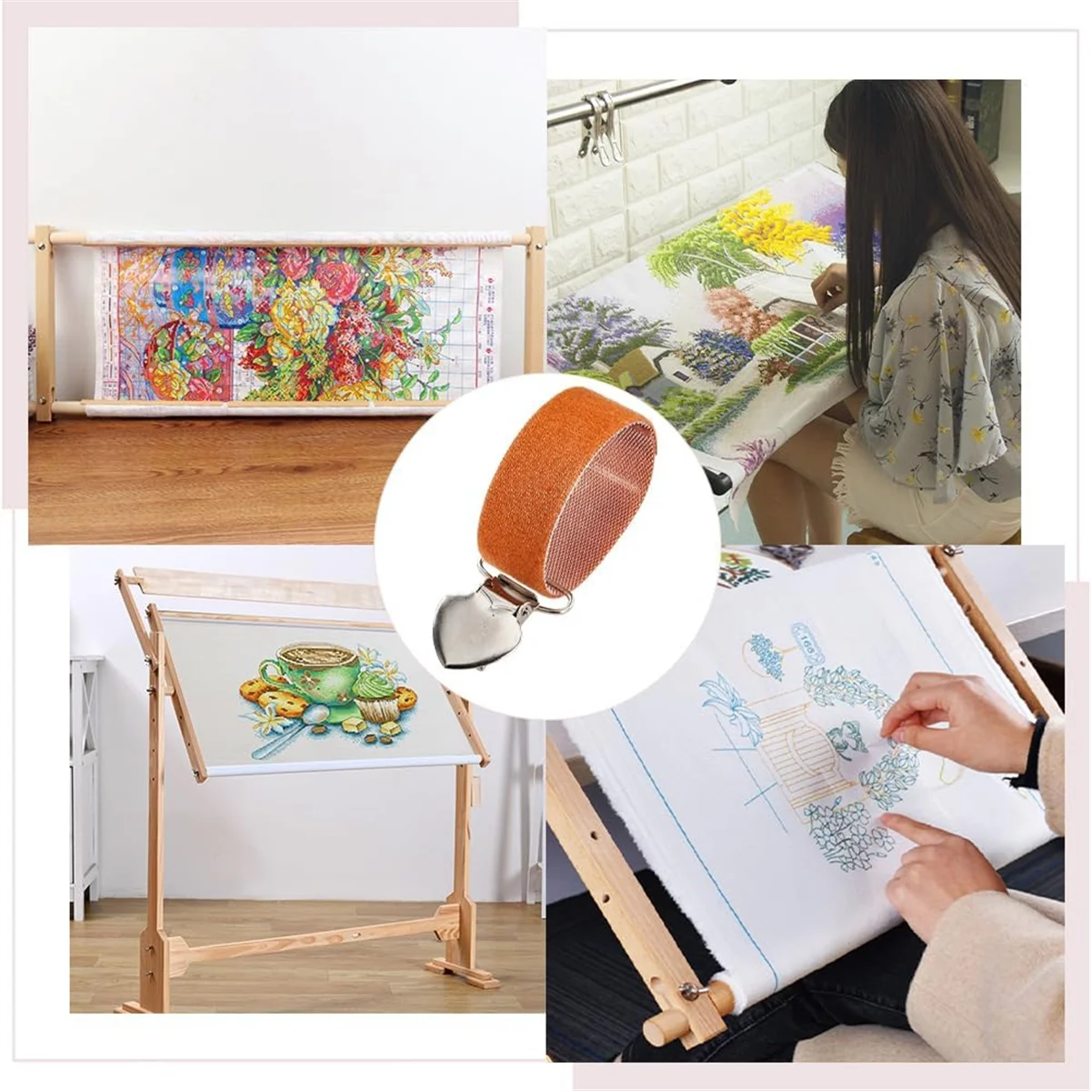 EULM Холст Эластичные зажимы Катушка Стержень Боковой натяжной зажим Набор Регулируемая ручная вышивка Рукоделие Швейные гаджеты для DIY