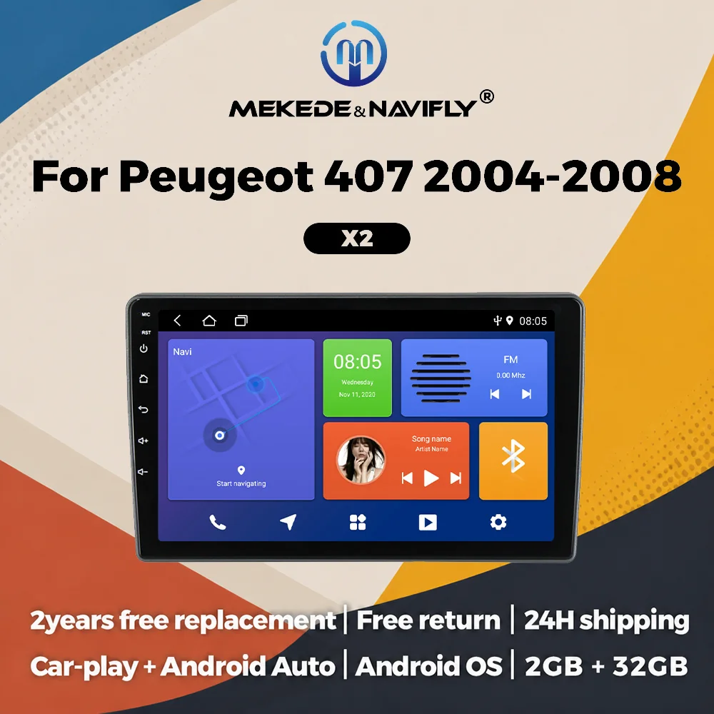 Autoradio für Peugeot 407 1 2004 - 2011 Android 14 Intelligentes Fahrzeugsystem Autoradio Multimedia-Player Kabelloses CARPLAY Auto-WLAN