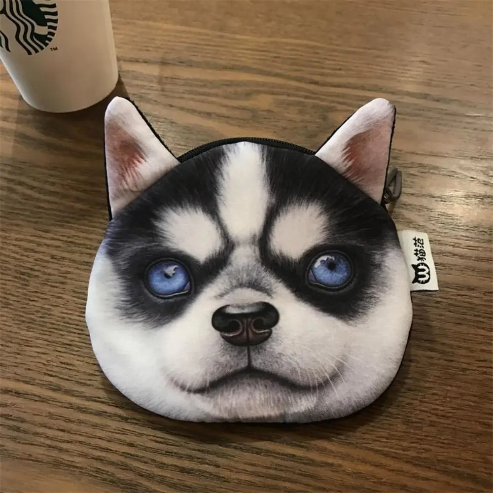 Portable chien Expression chien modèle porte-monnaie bouledogue sibérien Husky changement sac de rangement sac à main pièce de monnaie sacs d'argent porte-carte cadeau