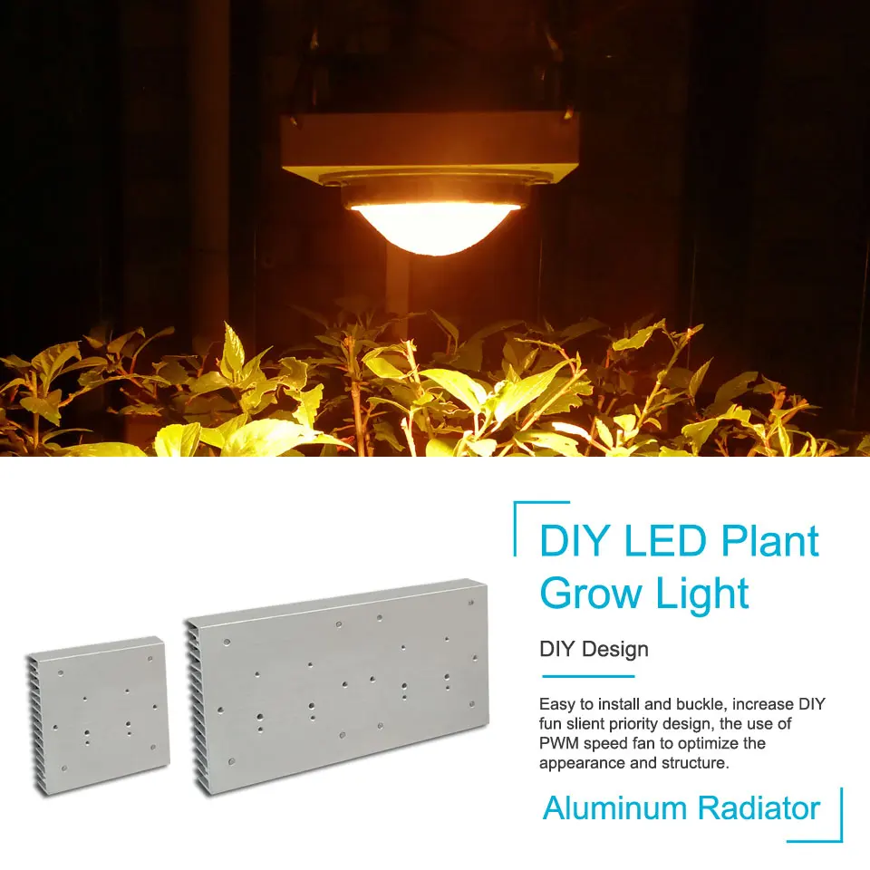 LED Aluminum Heatsink With Cooling Fan Heat Sink Aquarium Grow Lamp Radiators For 50W 100W 150W 200W 250W 300W Light Beads