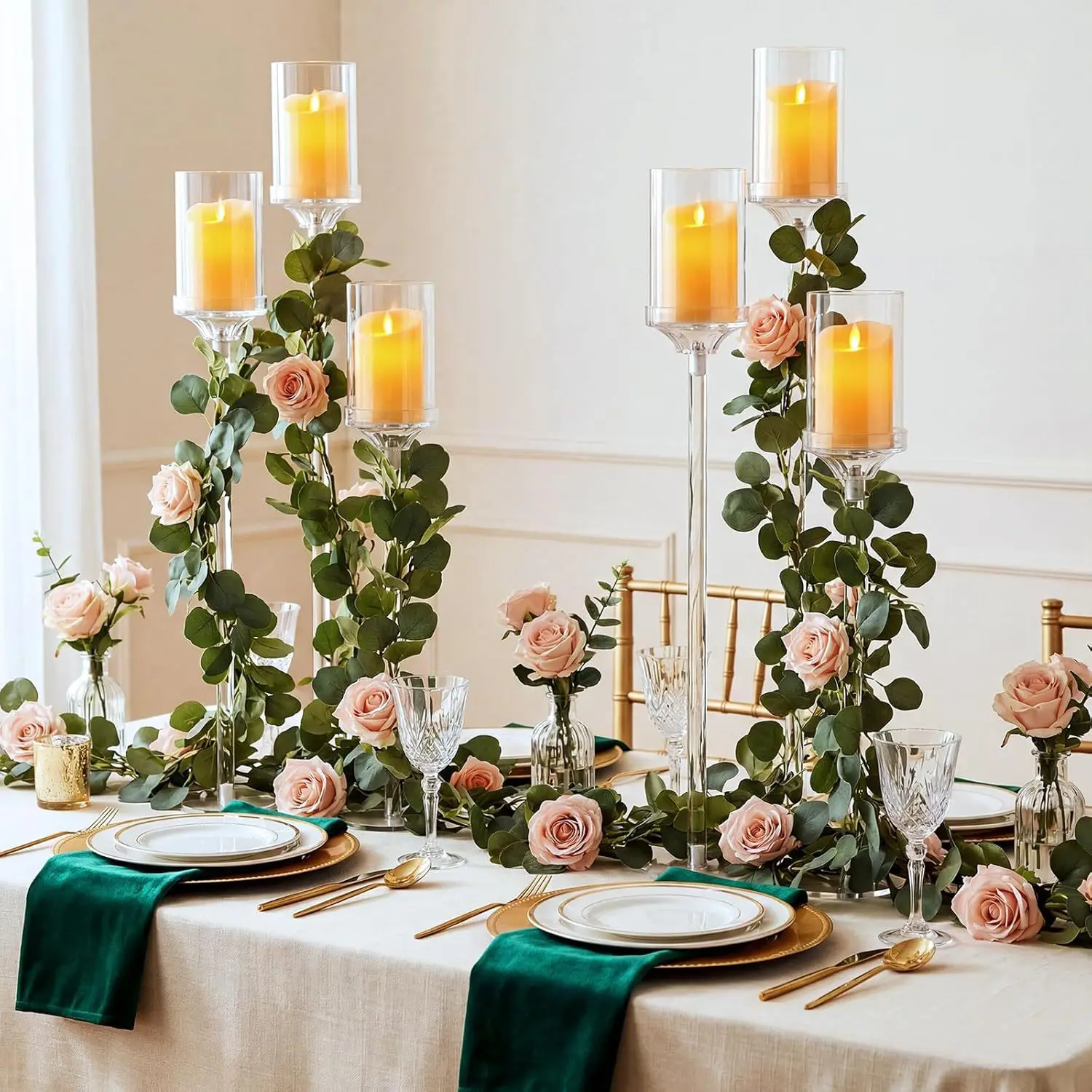 Large Acrylic Candle Holder Wedding Table Centerpieces Prop Light Luxury Candle Stand for Romantic Dinner Decoration