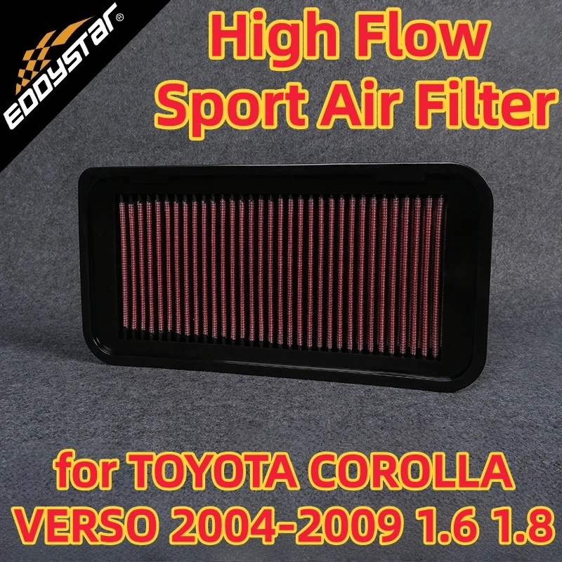 

High Flow Sport Air Filter for TOYOTA COROLLA VERSO 2004-2009 1.6 ZNR10 1.8 ZNR11 Washable Racing Intake Filters
