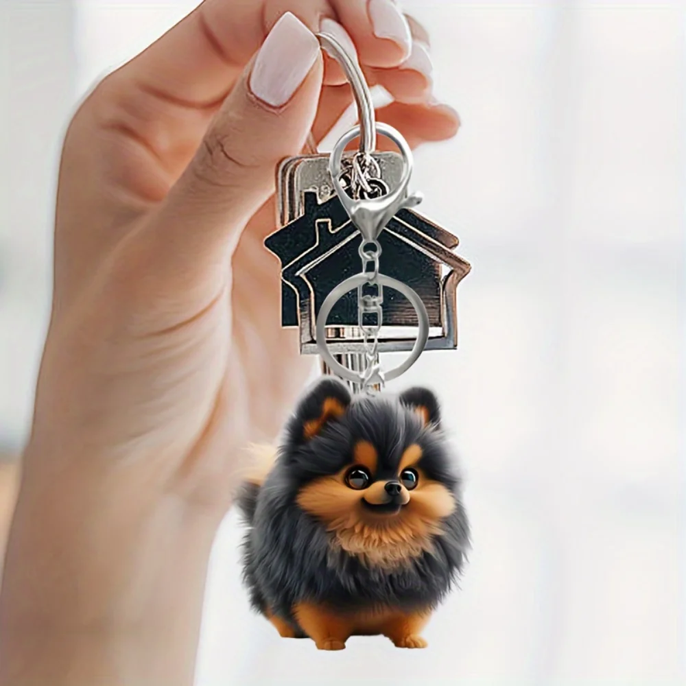 Cartoon Pomeranian Dog Pendant Versatile Charm Cute Puppy Keychain For Car Mirror,Backpacks,Home,Graduation Festive,Gift & Decor