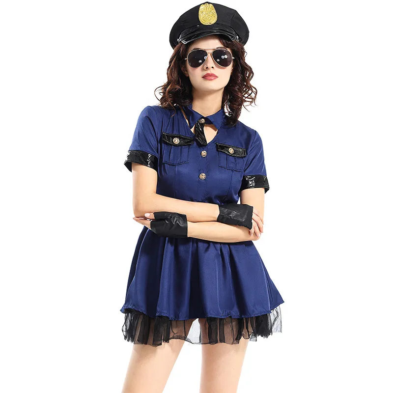 Zawaland Police Woman Costume Halloween Cosplay Costumes Police Officer Uniform Carnival Party Fancy Dress Female Clothes Set