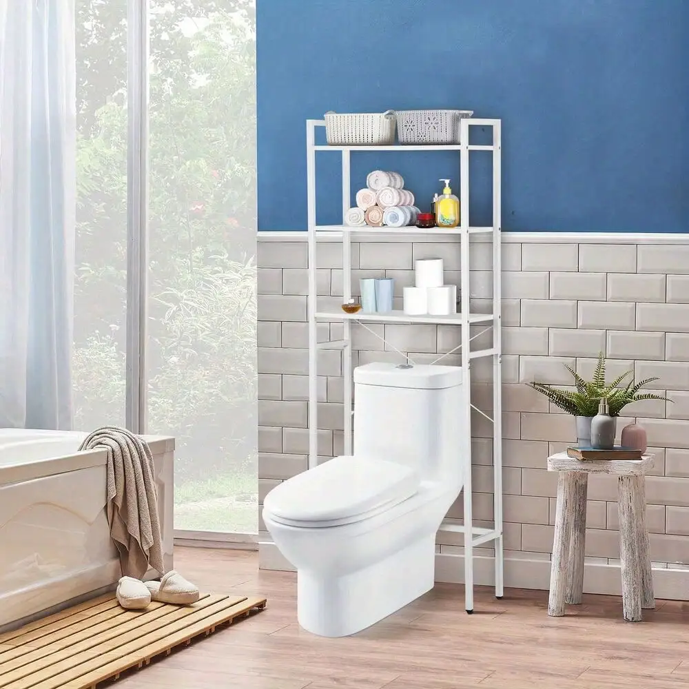 Over The Toilet Storage Shelf 3-Tier Bathroom Shelves Over Toilet Shelves White