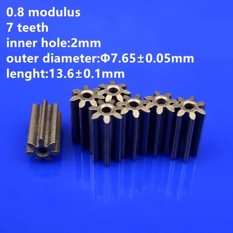 10pcs/lot 0.8 Modulus 7 Teeth Inner Bore 2mm Motor Gear for Motor Model Accessories Metal Gear