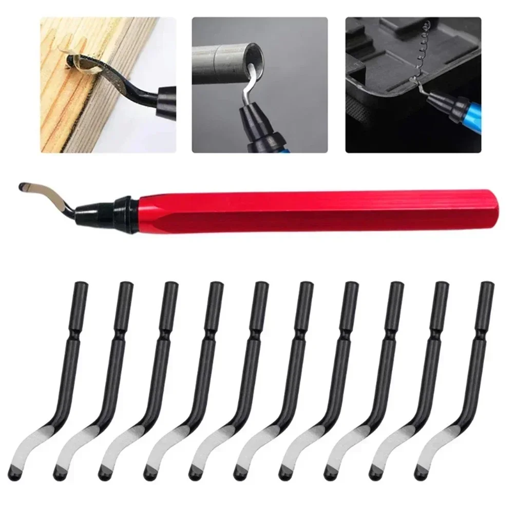 RB1000 Handle Burr Deburring Remover Cutting Tool Edger Scraper With 10pcs Rotary Deburr Blade For Luminium Copper